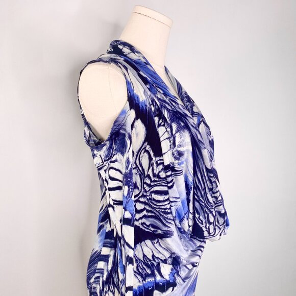 Jean Paul Gaultier - Blue Psychedelic Marble Cowl Neck Dress - Picture 7 of 16